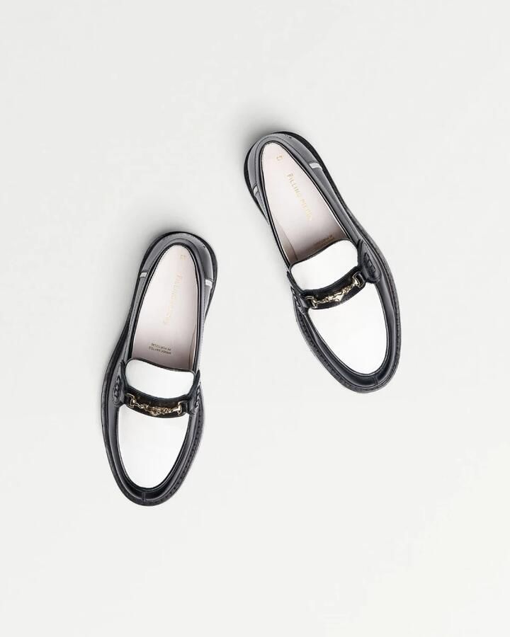 Filling Pieces Zwart-witte loafers met metalen details - Foto 4