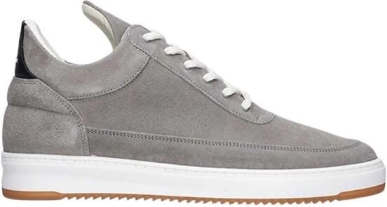 Filling Pieces Grijze Suède Lage Top met Rimpelontwerp Gray Heren