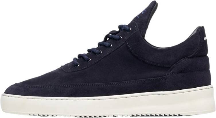 Filling Pieces Low Top Organic Suede Navy Blauw Heren