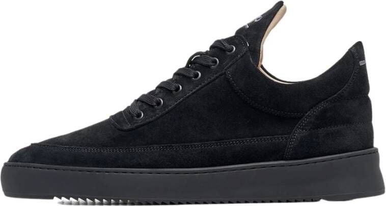 Filling Pieces Low Top Suede All Black Zwart Heren