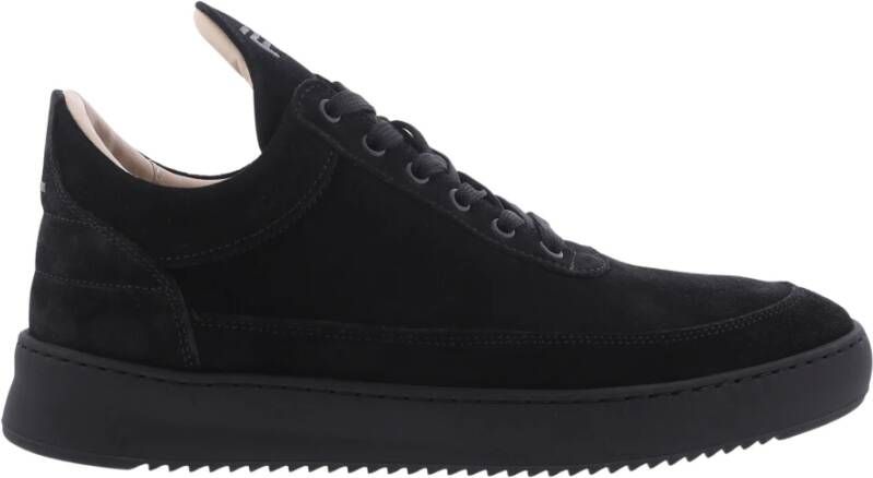 Filling Pieces Low Top Suede All Black Zwart Heren