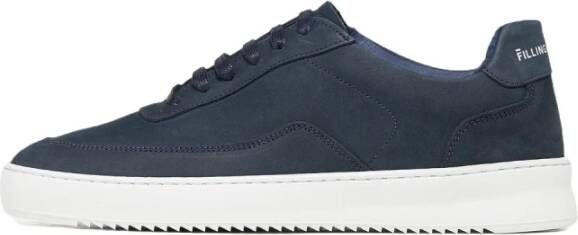 Filling Pieces Minimalistische Navy Blue Nubuck Sneaker Blauw Heren