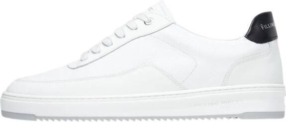 Filling Pieces Witte leren sneakers Ronde veters Comfortabel White Heren