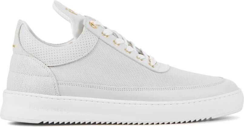 Filling Pieces Witte lage top sneakers met gouden details White Heren