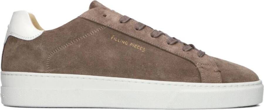 Filling Pieces Taupe Suede Tiebreak Lage Sneakers