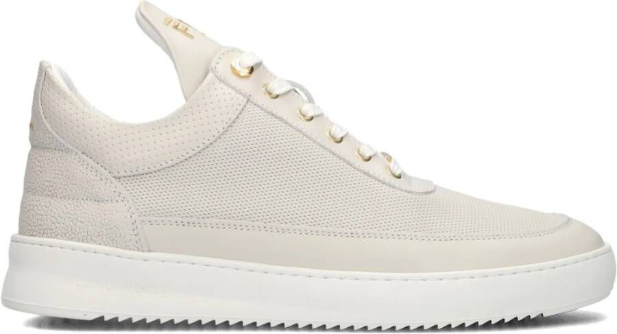 Filling Pieces Witte lage top sneakers met gouden details White Heren