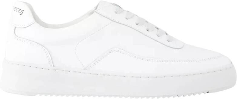 Filling Pieces Witte Leren Sneakers Klassieke Ronde Neus