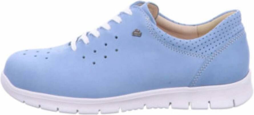 Finn Comfort Blauwe Damen Sneakers van Nubuck Leer