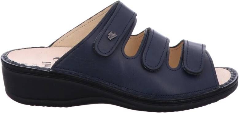 Finn Comfort Blauwe Nappa Slippers