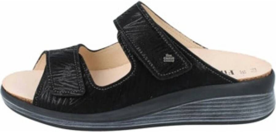 Finn Comfort Zwarte damesslide sandalen