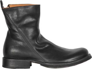 Fiorentini+Baker Leren enkellaars met ronde neus en diagonale zijrits Zwart Dames