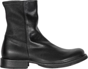 Fiorentini+Baker Leren Enkellaars met Ronde Neus en Zijrits Zwart Dames