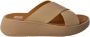 Fitflop F-Mode Leather Flatform Cross Slides Slippers - Thumbnail 1