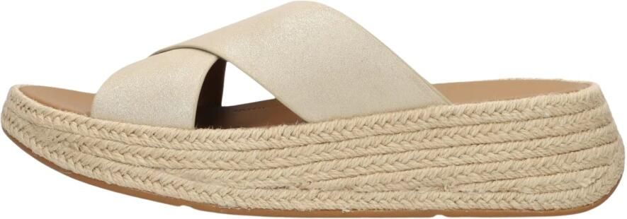 FitFlop F-Mode Espadrille Shimmersuede Cross Slides Dames Slippers Metallic Beige - Foto 3