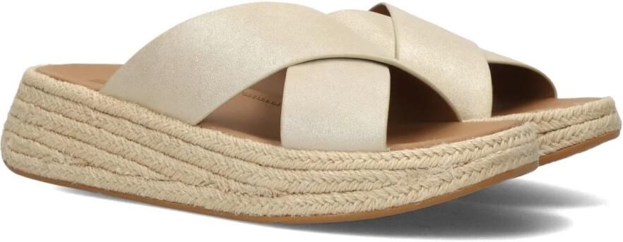 FitFlop F-Mode Espadrille Shimmersuede Cross Slides Dames Slippers Metallic Beige - Foto 2