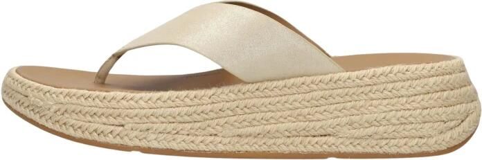 FitFlop F-Mode Espadrille Shimmersuede Toe-Post Sandals Dames Sandalen Metallic Beige - Foto 3