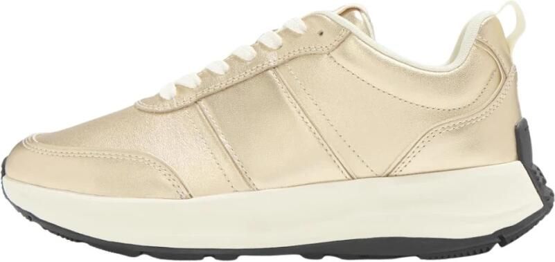 FitFlop F-Mode Flow Leather Trainers GOUD