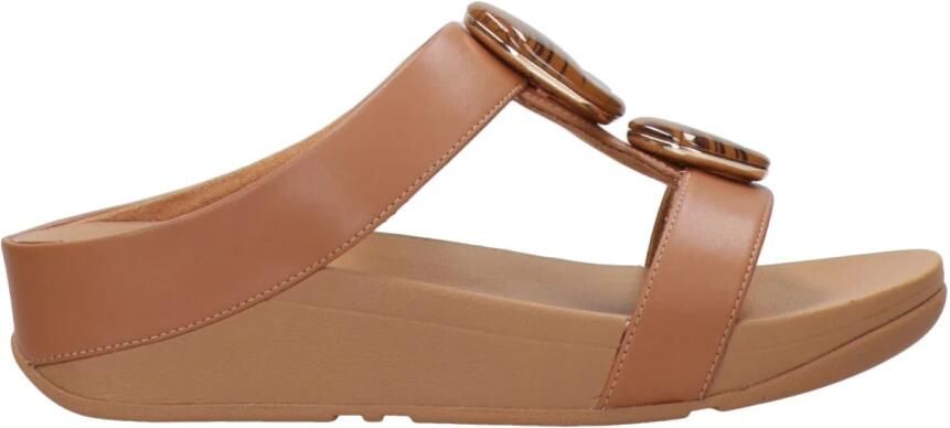 FitFlop Fino Marbled Stone H Bar Sandalen Bruin Vrouw