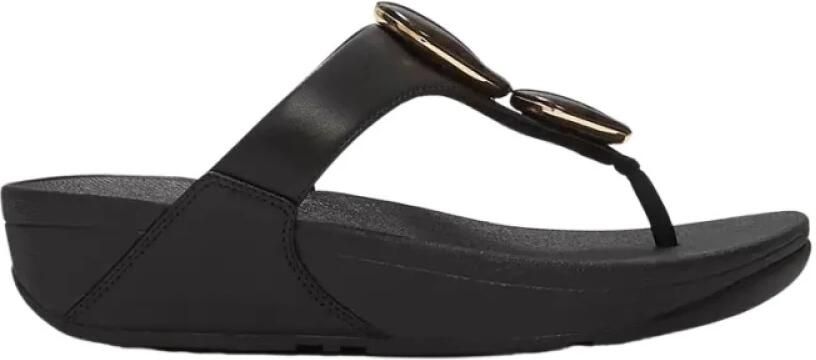 FitFlop Lulu Marbled Stone Toe-post Slippers Dames Zwart - Foto 1