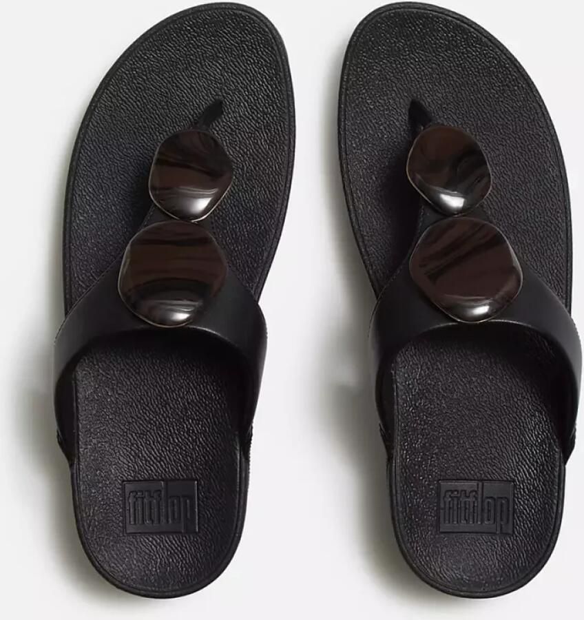 FitFlop Lulu Marbled Stone Toe-post Slippers Dames Zwart - Foto 3