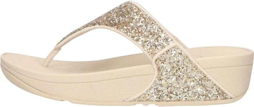 FitFlop Lulu Multi-Tonal Glitter Toe-Post Sandals Dames Slippers Metallic Beige Silver - Foto 2