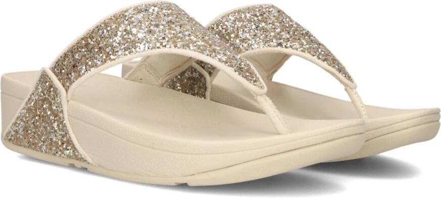 FitFlop Lulu Multi-Tonal Glitter Toe-Post Sandals Dames Slippers Metallic Beige Silver