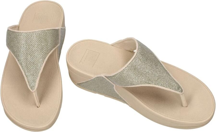 FitFlop Lulu Shimmerglitz Toe-Post Sandals Dames Sandalen Metallic Beige - Foto 10