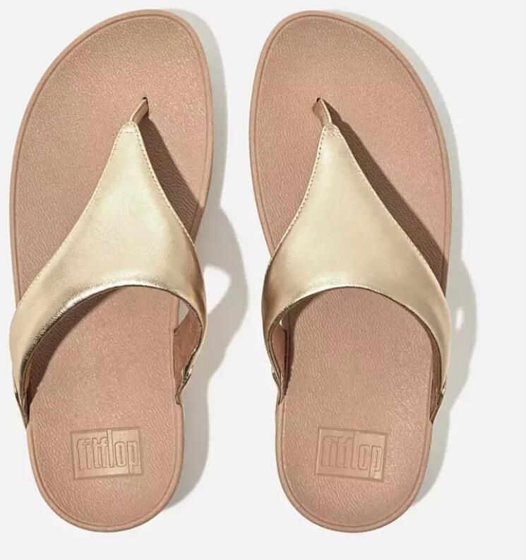 FitFlop Lulu Leather Toepost Vrouwen Teenslippers Platino - Foto 5