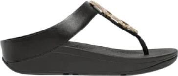 FitFlop Damen Flip Flops Fino Crystal-Chain Leather Toe-Post Sandals HX2 Black - Foto 3