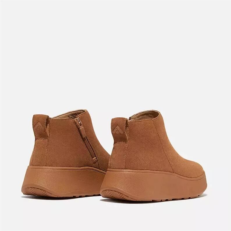 FitFlop F-mode Suede Flatform Zip Ankle Laarzen Oranje Vrouw - Foto 3