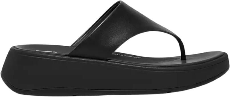 FitFlop F-Mode Leather Flatform Toe-Post Sandals ZWART - Foto 4