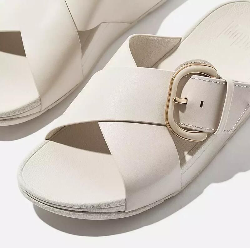 Fitflop Slippers LULU RESIN-BUCKLE LEATHER CROSS SLIDES - Foto 3