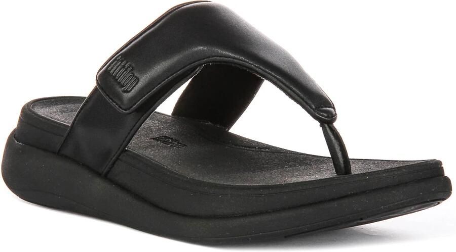 FitFlop F-Mode Go Adjustable Flatform Toe-Post Sandals -Slippers Vrouwen All Zwart - Foto 9