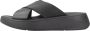 FitFlop Slippers F-MODE LEATHER FLATFORM CROSS SLIDES All Black - Thumbnail 3