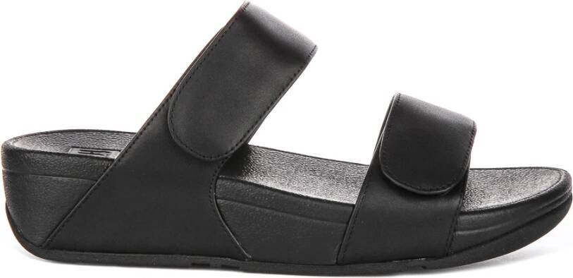 FITFLOP Slippers Dames Lulu Adjustable Shimmerlux Sides Leer Zwart