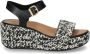 Fitflop Zwarte sleehak sandaal met leer en synthetisch geweven raffia - Thumbnail 1
