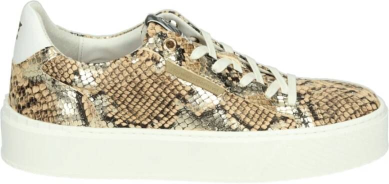Floris van Floris van Bommel van Floris van Bommel Sneakers Dames Lage sneakers Damesschoenen Leer SFW-10106 print Slangenprint Goud