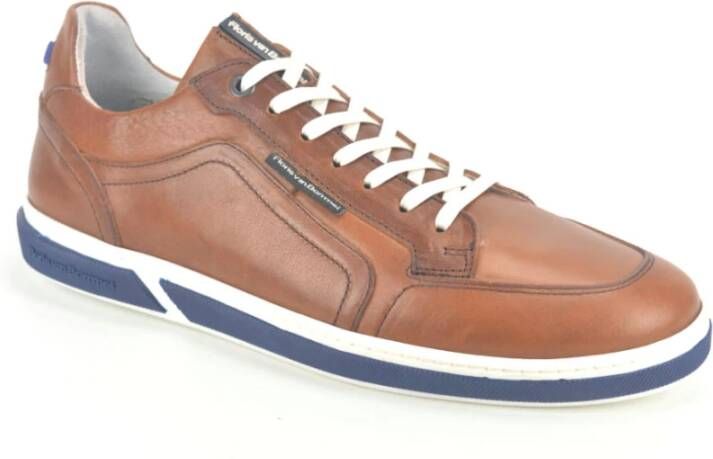 Floris van Bommel Cognac Sneaker N.+blauwe Z. Bruin Heren