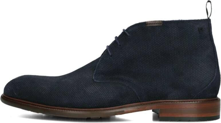 Floris van Bommel Elegante Blauwe Suède Herenschoenen