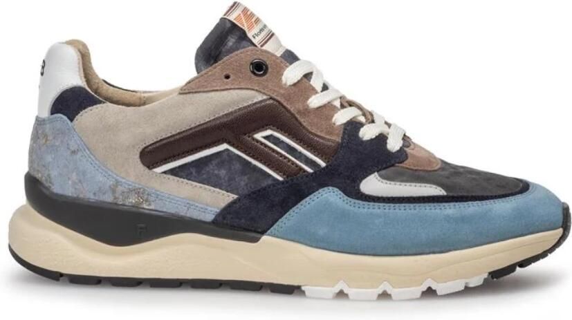 FLORIS VAN BOMMEL Lage Sneakers Heren Sfm-10154 De Treener Suède Blauw