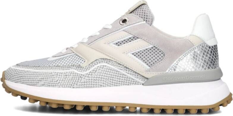 Floris van Bommel Grijze Lage Sneakers met Leren en Suède Overlays Gray Dames