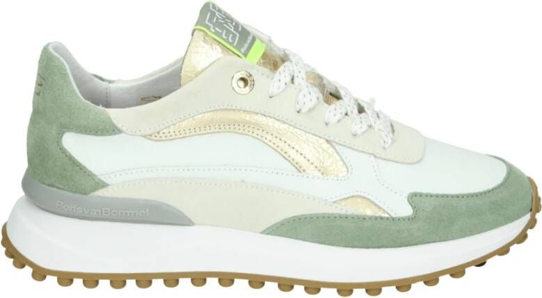 Floris van Bommel Sportieve Lage Dames Sneakers Wit Patroon