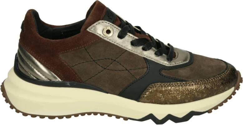 Floris van Bommel Sportieve Lage Damesschoenen Bruin Patroon
