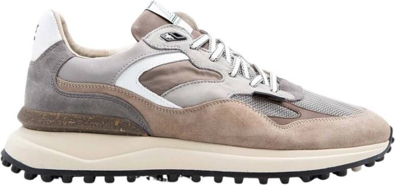 Van Bommel Grijze Bruine Sneaker met Mesh Detail Brown Heren