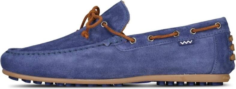 Van Bommel Leren Mocassins met Rubberen Zool Blue Heren