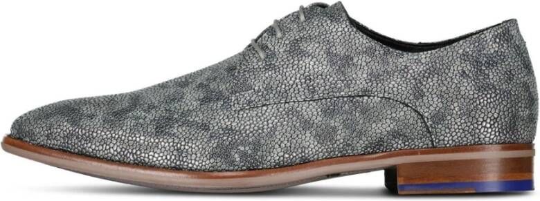 Van Bommel Leren veterschoenen met elegant patroon Gray Heren