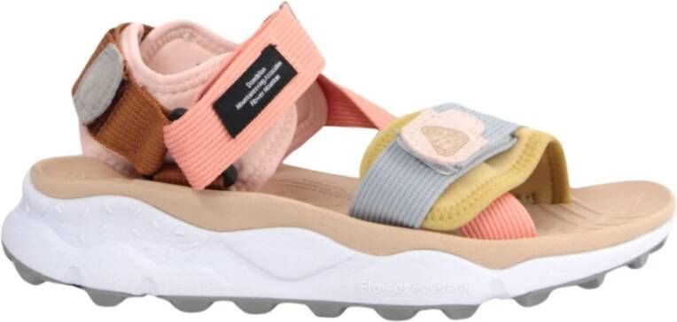 Flower Mountain Beige Sneakers met Verstelbare Velcro Banden Multicolor Dames