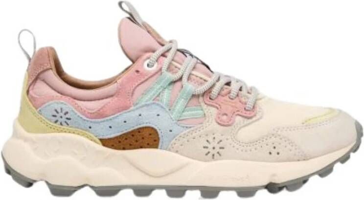 Flower Mountain Beige Stoffen Sneakers met Kurk Binnenzool