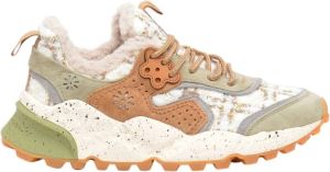 Flower Mountain Beige Wit Suède en Nepbont Sneakers Beige Dames