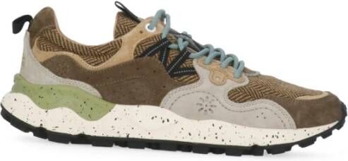 Flower Mountain Bruine Sneakers met Suède Inzetstukken